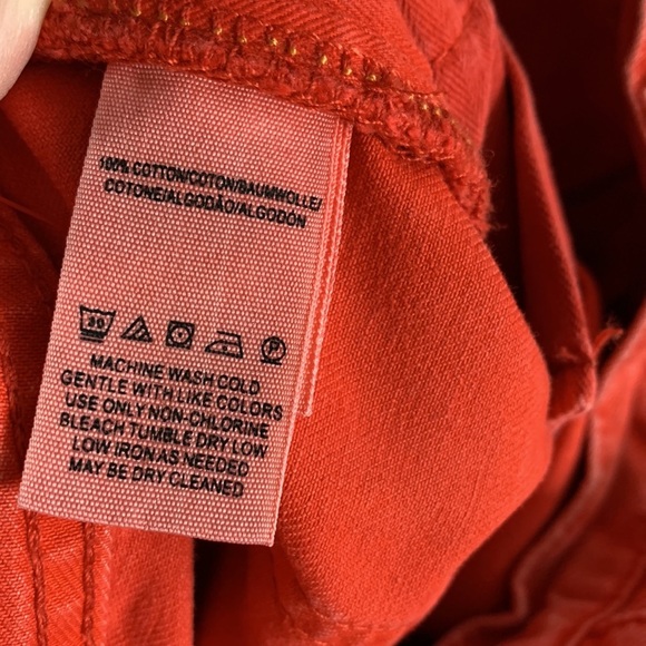 Free People We the Free High Rise Exposed Button Fly Red Denim Jeans size 26 - Picture 6 of 7